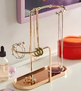 Classic Metal Jewelry Stand Decorative <b>Storage</b> Rack for Necklaces Earrings Bracelets Rings Home Vanity <b>Dressing</b> <b>Table</b> Display Or - Product Image 1