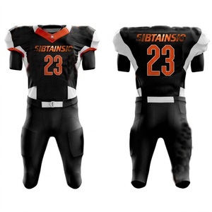Wholesale New Style Custom Full Dye Sublimated Football Uniform Set Black Orange Jersey Integrated <b>Padded</b> <b>Pants</b> Team Sportswear - Product Image 4