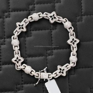 Pulsera de tenis de lujo clásica de oro rosa con eslabones de flor de diamantes cultivados en laboratorio, plata de ley 925, con diamantes VVS helados, aprobada por el probador, estilo Hip Hop - Product Image 1