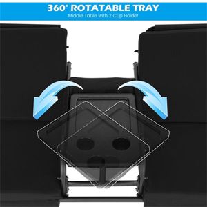 2 Seater Black Porch Swing <b>Chair</b> with Handy Storage and 360 Degrees <b>Rotatable</b> Tray for Patios - Product Image 3