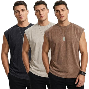 Men’s Sleeveless <b>Tank</b> <b>Tops</b> 3-Pack, Oversized <b>Vintage</b> Washed Muscle Shirts, Heavyweight Cotton Gym Workout T-Shirts - Product Image 2