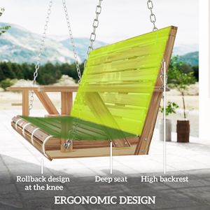 Dondolo a 3 posti in legno per veranda con portabicchieri, catene per appendere in legno naturale per patio e giardino - Product Image 6