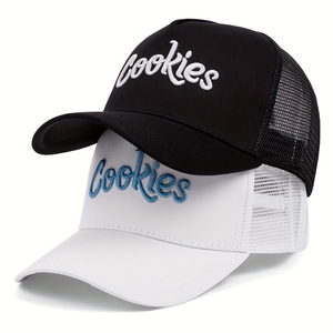 Gorra trucker de 5 paneles con bordado de letras, de moda, para exteriores, con visera de pico de pato, transpirable, personalizada, de malla, para verano y protección solar. - Product Image 4