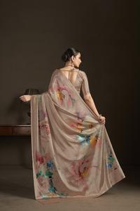 Sari prêt-à-porter et blouse cousue, sari indien en soie crêpe, imprimé floral, sari imprimé numériquement, design magnifique - Product Image 2