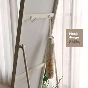 Professional Grade Standing Mirror Including Bottom Metal <b>Shelf</b> And Side <b>Hooks</b> Durable Powder Coated Finish - Product Image 4