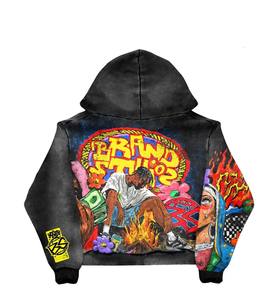 Sudadera con capucha con cremallera extragrande para hombre, 100% algodón, con lavado ácido, logotipo personalizado, DTG, pedrería vintage, de fabricante de ropa urbana TAHAD 2026 - Product Image 1