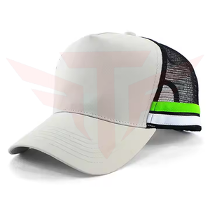 Casquette Trucker Unisexe en Maille 6 Panneaux Réglable au Dos Décontractée Respirante Rayures Blanches Noires Vertes Adulte Printemps Été - Product Image 1