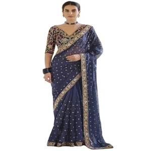 Afficher une image plus grande ajouter à comparer partager inspiré des paillettes noires et dorées Saree, réception de mariage indien, costume de Cocktail - Product Image 1