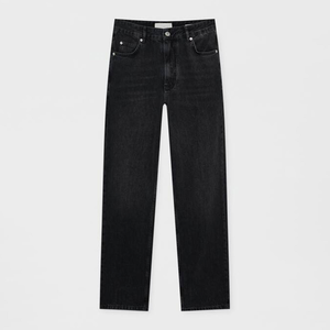 Jeans Rectos Holgados de Mezclilla Selvedge con Costuras en Contraste y Revestimiento de PU, Estilo Vintage, Personalizados al por Mayor, con Bordado de Cuero - Product Image 3