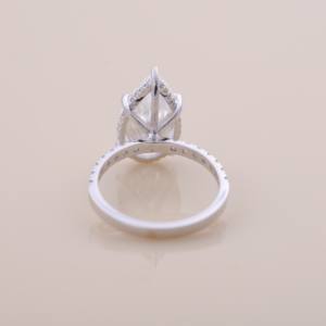 IGI Certified Pear Shape Lab Grown Diamond Hidden Halo Engagement-Weeding Ring with Pavé Band in <b>Solid</b> 925 Sterling <b>Silver</b> - Product Image 4