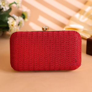 Designer Handmade Women's Embroidered Red Design Clutch Purse Evening Clutch <b>Bag</b> with Detachable Chain Strap for women - Product Image 1