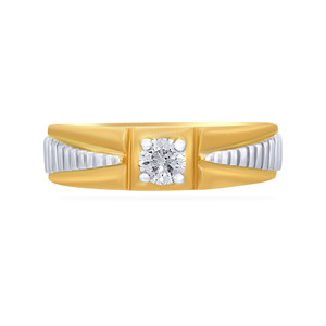 Dual Machismo <b>Men</b> Solitaire Band <b>Ring</b> Luxury Two Tone Gold <b>Men's</b> Solitaire Diamond <b>Ring</b> with Textured <b>Silver</b> Inlay Wedding Band - Product Image 3