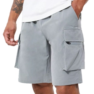 Shorts cargo en toile respirante pour homme, coton, taille élastique, style streetwear décontracté, multi-poches - Product Image 1