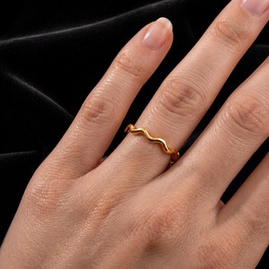 925 <b>Sterling</b> Wavy <b>Ring</b> Dainty Stacking <b>Ring</b> for Women Squiggle <b>Ring</b> Minimalist Stackable Wedding Band Simple Gift Jewelry - Product Image 1