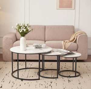 Mesas de centro modernas con tapa de mármol y estructura metálica para muebles de sala de estar Fresh Find - Product Image 1