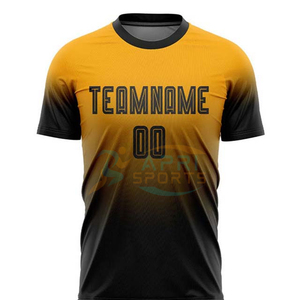 Ensemble Maillot et Short de Football Personnalisé – Dégradé Jaune et Noir Sublimé – Unisexe Adulte – Anti-Transpiration – Manches Courtes – Tenue Athlétique - Product Image 5