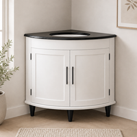 Meuble de salle de bain d'angle sur mesure, gain de place, blanc, OEM, adapté à votre projet, meuble de salle de bain en bois