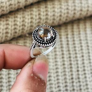 Boho Tribal Quartz Brass <b>Ring</b> Oxidized Silver Plated Vintage <b>Statement</b> Wholesale <b>Ring</b> for women - Product Image 3