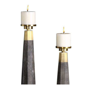 Juego de Portavelas Altos de Hormigón y Metal Dorado de Estilo Moderno, Diseño Industrial Chic para Decoración de Lujo, Calidad Premium - Product Image 5