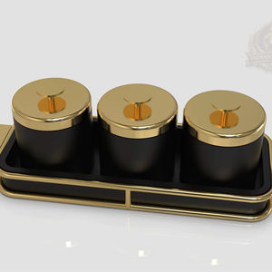 Ensemble de bols de cuisine de luxe noir et or, écologique, pour la maison et les fêtes, design palestinien haut de gamme, récipient moderne pour épices - Product Image 1