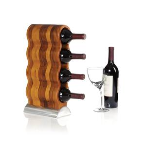 Support à vin sculptural moderne en métal avec design rayé, capacité 3L, fait main, élégant, pour comptoir, présentoir de rangement pour vin - Product Image 1