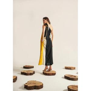 Robe longue asymétrique pour femme, sans manches, color block, élégante, décontractée, pour soirée, pour dames - Product Image 4