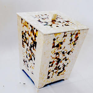 Boîte artisanale en nacre, bijoux en coquillages exclusifs, organisateur de bureau rectangulaire avec incrustation mosaïque en bois - Product Image 3