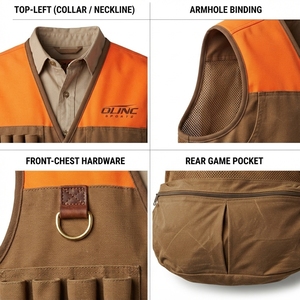 Chaleco de Caza Personalizado de Lona Resistente Color Naranja Brillante para Hombre, Chaleco de Tiro Multibolsillos, Fabricante olinc sports - Product Image 4