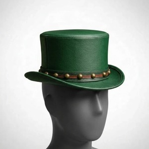 Sombrero de Copa de Cuero Estilo Vintage para Hombre y Mujer, Elegante Sombrero de Corona Alta para Fiestas y Eventos Temáticos - Product Image 5