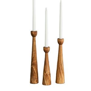 Portavelas de madera de diseño fantástico, portavelas de madera de olivo de calidad superior, Juego de 3 candelabros de madera a un precio atractivo - Product Image 1