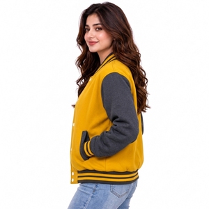 Chaquetas Varsity para Mujer, Cuello Alto, Estampadas, Mezcla de Algodón y Lona, Resistentes al Viento, Secado Rápido, Reversibles, Casuales, Invierno, OEM - Product Image 5