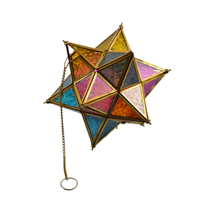 Colorful Star Design <b>Tealight</b> Holder for Christmas Indoor Office Balcony Decor with Hanging <b>Lantern</b> Feature - Product Image 3