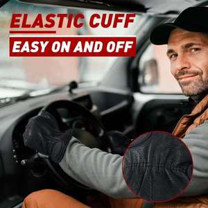 Guantes de Piel de Ciervo Negra con Capa Térmica - Product Image 4