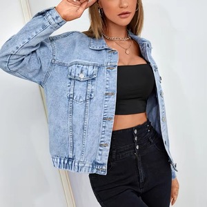 Popular High Quality Casual Women's Denim <b>Tops</b> <b>Coat</b> Women Blue Long Sleeve Plus-size Denim Jackets - Product Image 6