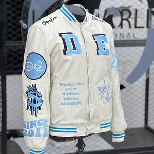 Nouvel arrivage de veste universitaire pour hommes de haute qualité en cuir véritable Style décontracté brodé Technics tissu de laine col en V hiver - Product Image 4