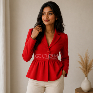 Cosh International Ropa Griega para Mujer, Elegante Abrigo con Dobladillo Peplum, Botón Único, Corte Regular, Manga Larga - Product Image 4