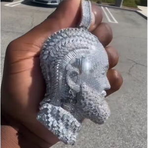 CONCEPTION Hip Hop <b>Men</b> Head Pendant 925 <b>Silver</b> 18K Gold Plated Chain <b>Necklace</b> High Quality Moissanite Stone Party Jewelry - Product Image 1