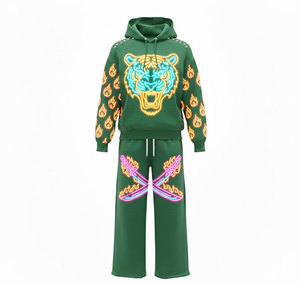 Sudadera con Capucha para Hombre, Diseño Tecnológico, Sublimación, Gráficos Neón y Patrón de Circuito Digital en las Mangas, Corte Atlético - Product Image 3