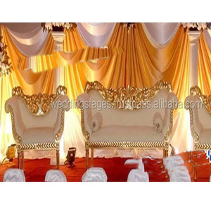 Set de canapé doré de mariage en bois épais, ensemble de meubles modernes et élégants, pour le mariage, Set de canapé indien, livraison gratuite - Product Image 1