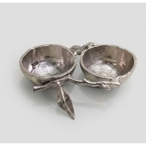 Premium Metal Double Dry Fruit Bowl Serving Dish Gold Finish Branch Leaf Style Dry Fruit Holder Decorative Tableware Luxury Gift - Product Image 1