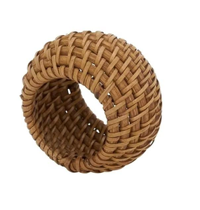 Porte-serviettes rond en rotin naturel tressé blanc de qualité supérieure, décoration de table de mariage pour les fêtes - Product Image 4