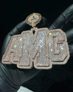 Iced Out Double Layer Letter Name <b>Pendant</b> Moissanite Rose Gold Plated Hip Hop Bling Charms Personalized <b>Initial</b> Letter <b>Pendant</b> - Product Image 4