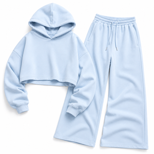 Completo da donna <span class=keywords><strong>ONE</strong></span> <span class=keywords><strong>APEX</strong></span>: Felpa oversize cropped con lavaggio acido e pantaloni della tuta in pile a gamba larga, in cotone pesante 360g - Product Image 4