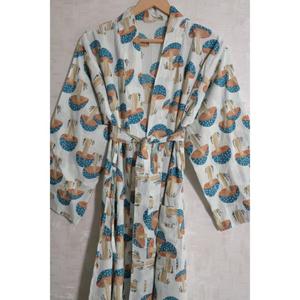 Robe kimono en coton imprimé pour femmes, robe de chambre florale bohème, peignoir léger, vêtements de détente d'été, cadeau fait main - Product Image 4