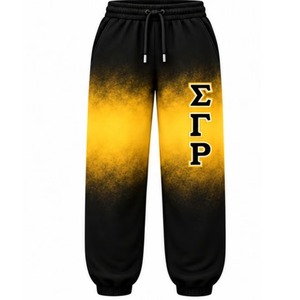 Pantalon de survêtement oversize tie-dye noir et or avec lettres grecques personnalisées pour la sororité Sigma Gamma Rho, en molleton - Product Image 3
