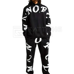 Haute qualité 100% coton décontracté à manches longues survêtement ensemble hiver polaire tissu avec Logo respirant bouffée impression conception en vente - Product Image 2