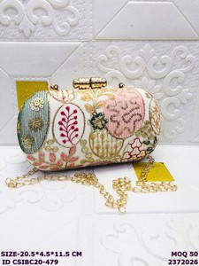 Luxury Handmade Embroidered <b>Clutch</b> Bags for Women | <b>Wedding</b> Party Evening Bags with Chain | Bulk Mix Design <b>Clutches</b> - Product Image 2