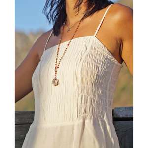 Vestido Maxi Boho Blanco de Algodón para Mujer, Sin Mangas, con Tirantes Finos, Abertura Lateral, para Playa o Resort de Verano - Product Image 3