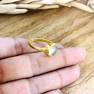 Market Favorite Bohemia <b>Solitaire</b> Gemstone <b>Ring</b> Minimalist Brass Women 18k Gold & <b>Silver</b> Plated Prehnite Wholesale/OEM/ODM - Product Image 6