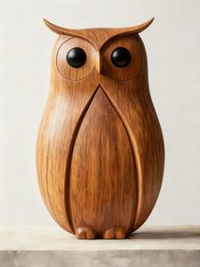 Sculpture d'hibou moderne en bois sculpté à la main, figurine animale abstraite, décoration artistique écologique pour table, maison et salon - Product Image 3